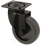 Zwenkwiel zwart met bevestigingsplaat 75 mm, Doe-het-zelf en Bouw, Zwenkwielen, Nieuw