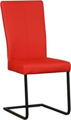 Set van 4 rode leren eetkamerstoelen met sledepoot zonder, Huis en Inrichting, Stoelen, Overige kleuren, Nieuw, Leer, Ophalen of Verzenden