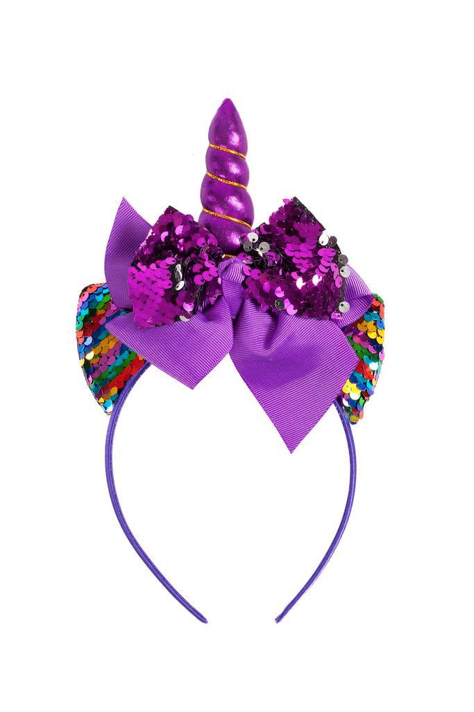 Eenhoorn Strik Haarband Paars Pailletten Unicorn Diadeem Oor, Kleding | Dames, Carnavalskleding en Feestkleding, Nieuw, Ophalen of Verzenden