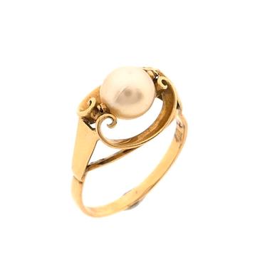 Gouden ring met parel (parel ring, gouden sieraden), Ophalen of Verzenden