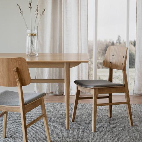 Houten eetkamerstoel Nagano | Grijs zitkussen | Rowico, Huis en Inrichting, Stoelen, Bruin, Eén, Nieuw, Stof, Verzenden