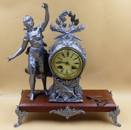 Pendule de cheminée -   Marbre, Régule - 1850-1900, Antiquités & Art, Antiquités | Horloges