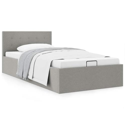 vidaXL Bedframe met hydraulische opslag stof lichtgrijs, Huis en Inrichting, Slaapkamer | Bedden, Nieuw, Verzenden