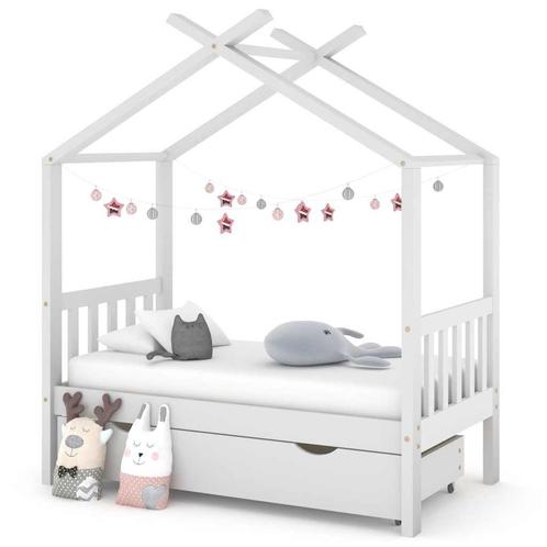 vidaXL Kinderbedframe met lade massief grenenhout 70x140 cm, Kinderen en Baby's, Kinderkamer | Bedden, Nieuw, Verzenden