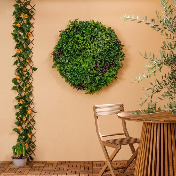 Décoration murale ronde avec plantes artificielles - Ø 86 x, Huis en Inrichting, Woonaccessoires | Overige, Verzenden