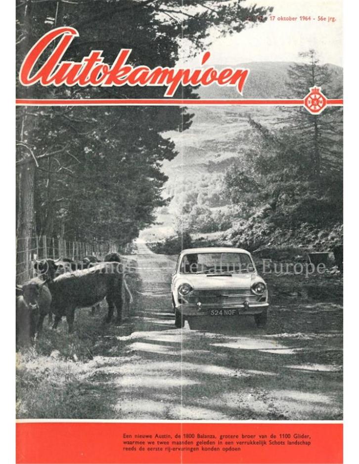 1964 AUTOKAMPIOEN MAGAZINE 42 NEDERLANDS, Livres, Autos | Brochures & Magazines, Enlèvement ou Envoi
