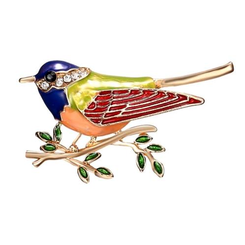 Fako Bijoux® - Broche - Vogel - Vogel Op Tak - 45x26mm -, Handtassen en Accessoires, Broches, Verzenden