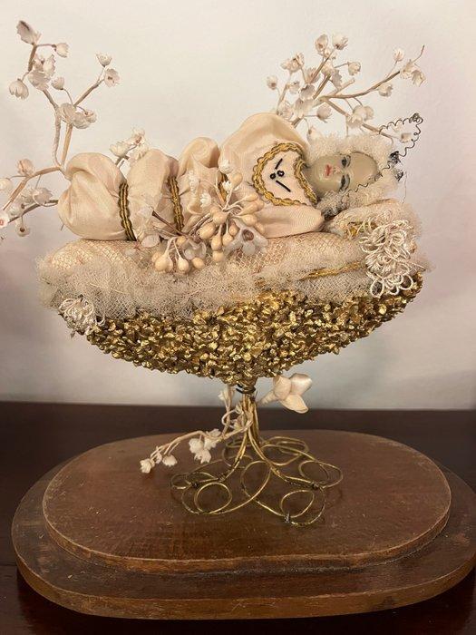 Verfijnde devoot beeldhouwwerk - Maria Bambina met teca van, Antiquités & Art, Art | Art non-occidental