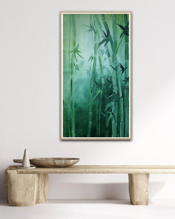 Alla Faber - Green Harmony – Bamboo, Antiek en Kunst, Kunst | Schilderijen | Modern