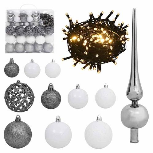 vidaXL 120-delige Kerstballenset met piek en 300 LEDs wit, Diversen, Kerst, Nieuw, Verzenden
