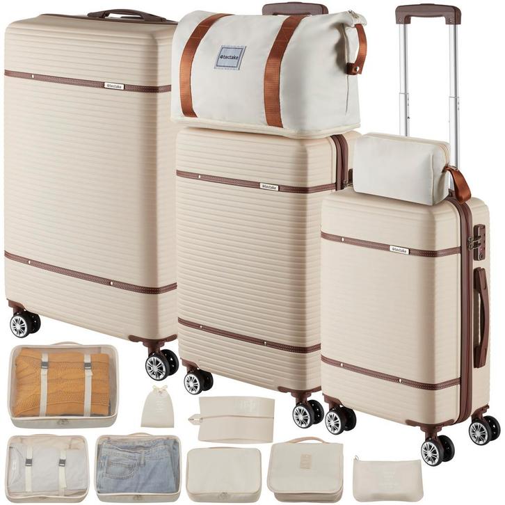 tectake Reiskofferset Madison, 13-delig, TSA-slot - crème, Handtassen en Accessoires, Uiterlijk | Cosmetica en Make-up, Verzenden