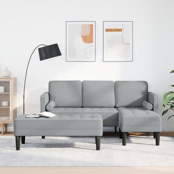 vidaXL 2-delige sofa set met kussens in lichtgrijze stof, Verzenden