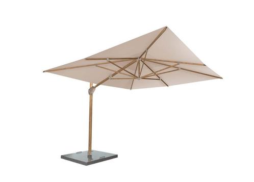 4 Seasons Outdoor Hacienda parasol 300 x 400 cm zand, wood, Tuin en Terras, Tuinsets en Loungesets