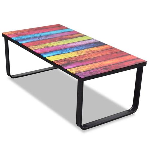 vidaXL Salontafel met regenboog-print glazen tafelblad, Maison & Meubles, Tables | Tables de salon, Envoi
