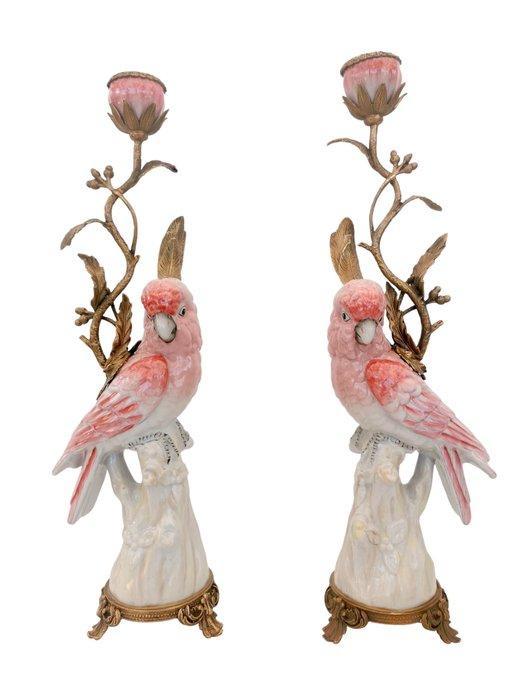 Kaarsenhouder (2) - Brons, Porselein, Antiquités & Art, Art | Objets design