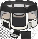 2dekans | Tectake Opvouwbare Puppyren - beige met zwart -, Ophalen of Verzenden