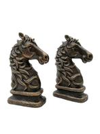 Boekensteunen (2) - Gietijzer - Horse heads, Antiek en Kunst
