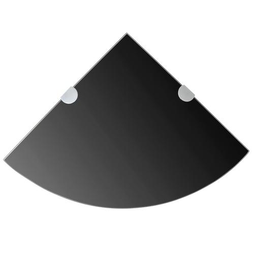 vidaXL Hoekplank met chromen dragers zwart 25x25 cm glas, Huis en Inrichting, Kasten | Wandmeubels, Nieuw, Verzenden