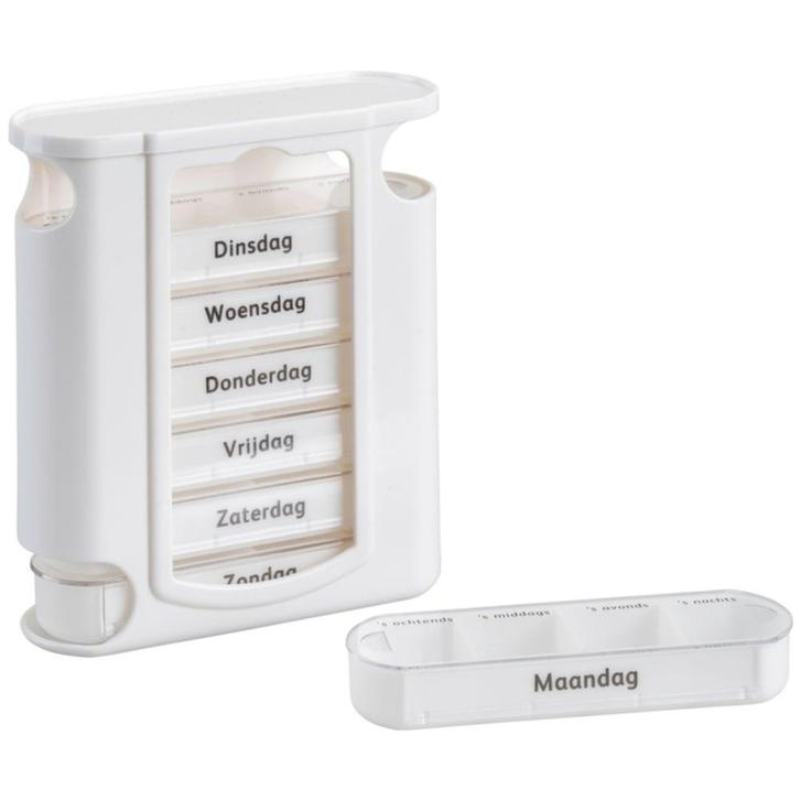 Pillendoosje 7 daags / 4 vakjes per dag - WIT, Diversen, Verpleegmiddelen, Ophalen of Verzenden