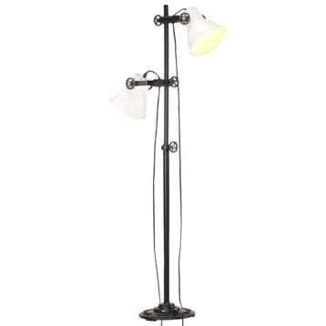 vidaXL Vloerlamp met 2 lampenkappen E27 gietijzer wit, Verzenden