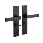 Geveerde deurklink Lusso mat zwart op schild met WC-slot..., Doe-het-zelf en Bouw, Ophalen of Verzenden, Nieuw, IJzer, Klink of Kruk