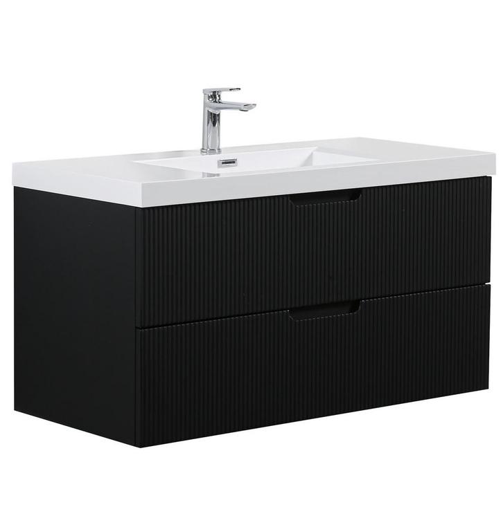 Badkamermeubel Set Thermis 100cm Zwart Badmeubel, Huis en Inrichting, Badkamer | Badkamermeubels, Nieuw, Verzenden