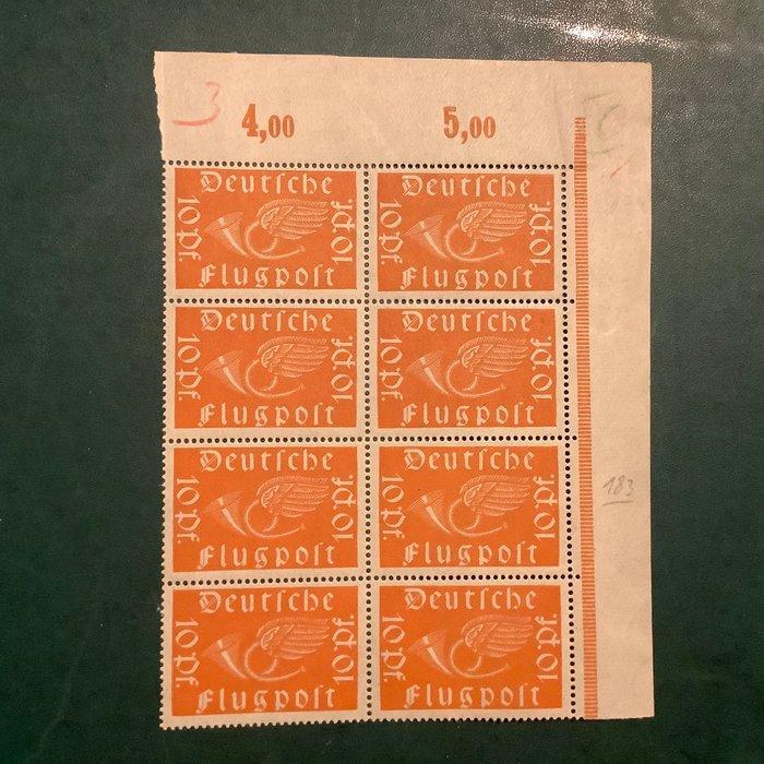 Duitse Rijk 1919 - 10 Pf posthoorn in B nuance in blok van 8, Postzegels en Munten, Postzegels | Europa | Duitsland