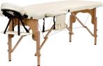 Houten massagetafel - 2 segmenten - verstelbaar - crème E.., Sport en Fitness, Ophalen of Verzenden, Nieuw