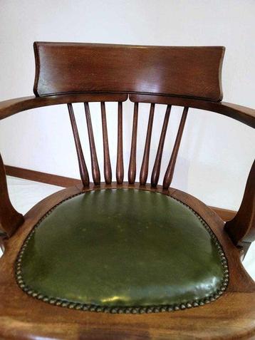Chaise - Bois, Cuir, Fonte - Chaise de bureau anglaise