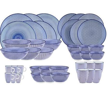 Tweedekans | Bjorn Servies Pattern Blue 42 delig, Huis en Inrichting, Keuken | Servies, Ophalen of Verzenden