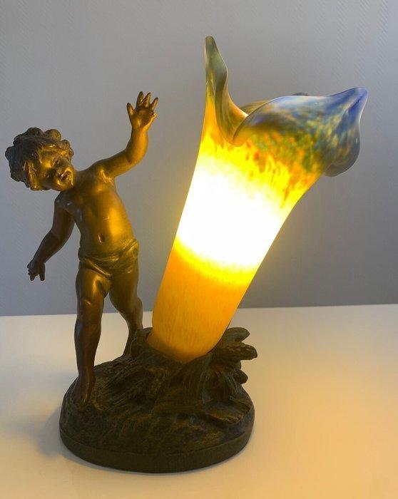 Louis Auguste Moreau - Lamp - Zinklegering, Glas - Régule en, Antiek en Kunst, Curiosa en Brocante