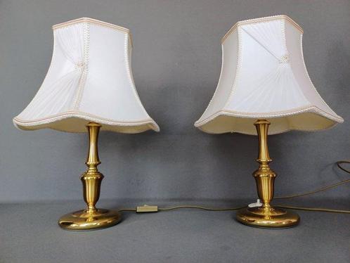 Tafellamp (2) - nachtkast lampjes - messing / stof, Antiek en Kunst, Curiosa en Brocante