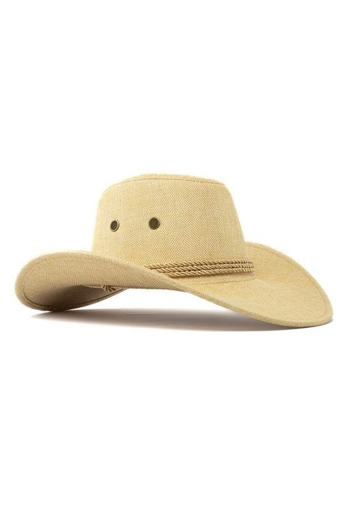 Cowboyhoed Beige Flax Lichtbruine Linnen Cowboy Western Hoed, Kleding | Heren, Carnavalskleding en Feestkleding, Nieuw, Ophalen of Verzenden