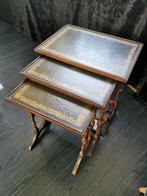 reprodux - Set bijzettafels (3) - hout en leder - nesting