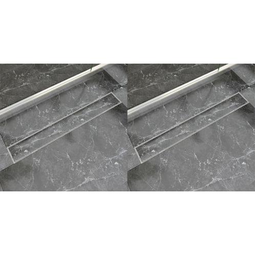 vidaXL Doucheafvoer 2 st rechthoekig 830x140 mm roestvrij, Doe-het-zelf en Bouw, Sanitair, Nieuw, Verzenden