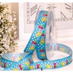 Lint blauwe paashaasjes - blue taffeta easter rabbit 15mm x, Nieuw