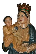 Beeld, Heilige maagd Maria met kindje Jezus - 80 cm - Eik, Antiek en Kunst