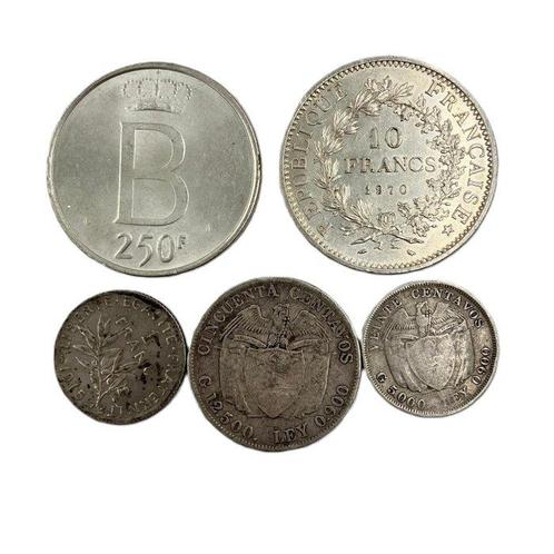 België, Colombia, Frankrijk. Silver : 1 Franc (1915) + 50, Postzegels en Munten, Munten | Europa | Niet-Euromunten