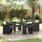 vidaXL Tuin Eettafel Set 5 pcs Zwart poly rattan, Tuin en Terras, Verzenden, Nieuw