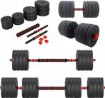 Halterset - verstelbare dumbbellset - 50 kg - zwart rood, Ophalen of Verzenden, Nieuw