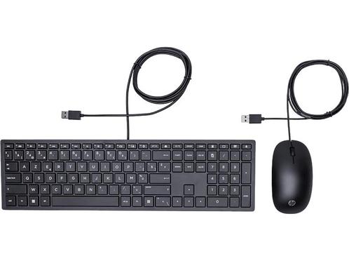 HP -  Pavilion Wired Keyboard And Mouse 400 - Zwart, Computers en Software, Toetsenborden, Bedraad, Azerty, Nieuw, Verzenden