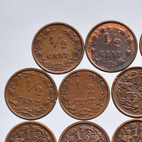 Nederland. Wilhelmina. 1/2 Cent 1891-1940 (23 munten) ALLE, Postzegels en Munten, Munten | Nederland