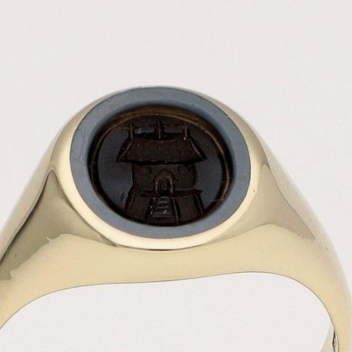 Ring - 14 karaat Geel goud - Zegel - Lagensteen, Handtassen en Accessoires, Ringen