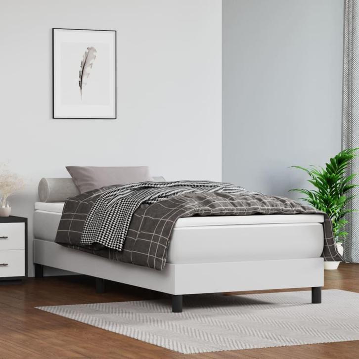 vidaXL Boxspring bed kunstleer wit 80x200 cm, Maison & Meubles, Chambre à coucher | Lits, Envoi