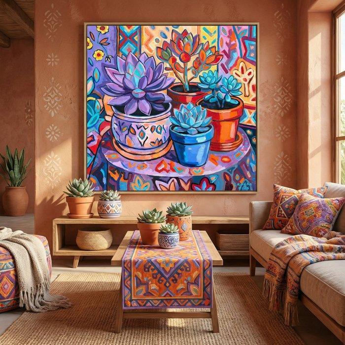 Piotr Wrona - Martwa natura z sukulentami, Antiek en Kunst, Kunst | Schilderijen | Modern