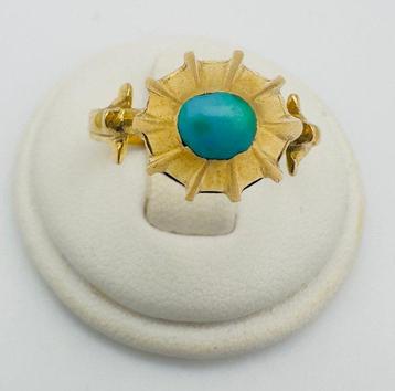 Bague - 18 carats Or jaune Turquoise