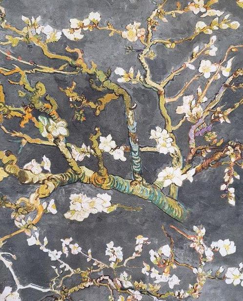 Raro tessuto Van Gogh Mandorlo in fiore - grigio - Textile, Antiquités & Art, Curiosités & Brocante