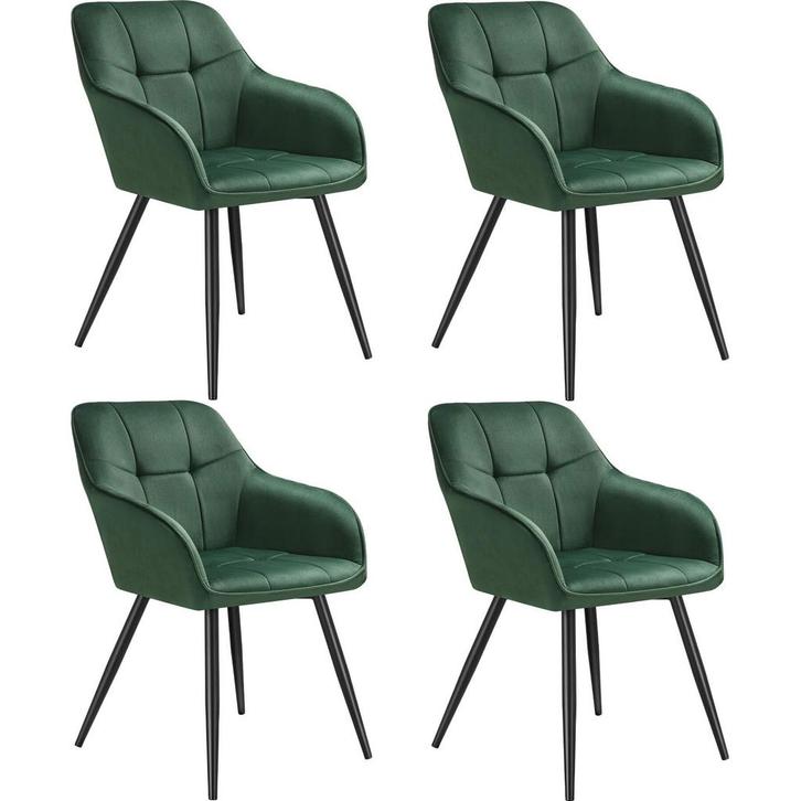 tectake Eetkamerstoel Marilyn, fluweeloptiek, gestikt patroo, Huis en Inrichting, Stoelen, Verzenden