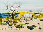 Yves Brayer (1907-1990) - Chevaux au bord de létang -, Antiek en Kunst