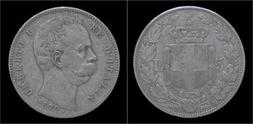 Italy Umberto I 5 lire 1879r zilver beschikbaar voor biedingen